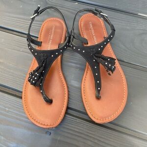 Christian Siriano Black Tassel Dot Thong Sandals Ladies Size 7, Spring Is Here!